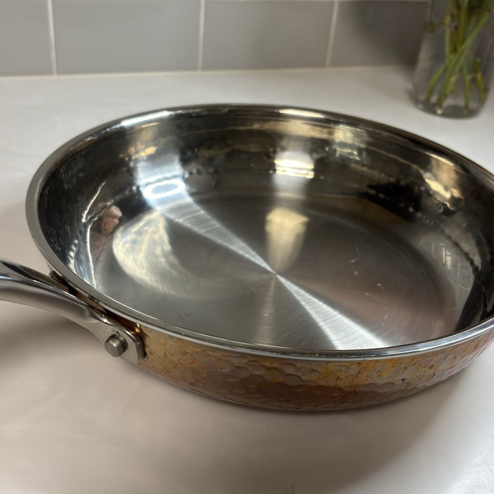 LAGOSTINA Tri-Ply Hammered Copper 10" Sauté Pan Skillet Cooking J3 L59 8220 - Picture 2 of 9